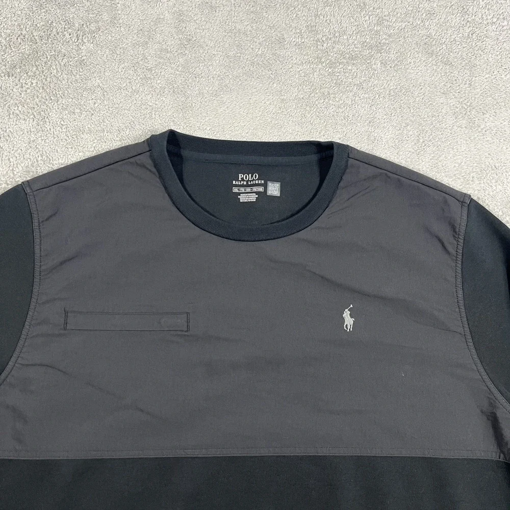 Polo Ralph Lauren Sweatshirt Mens 2XL Black Water Repellent Hybrid Crew Neck